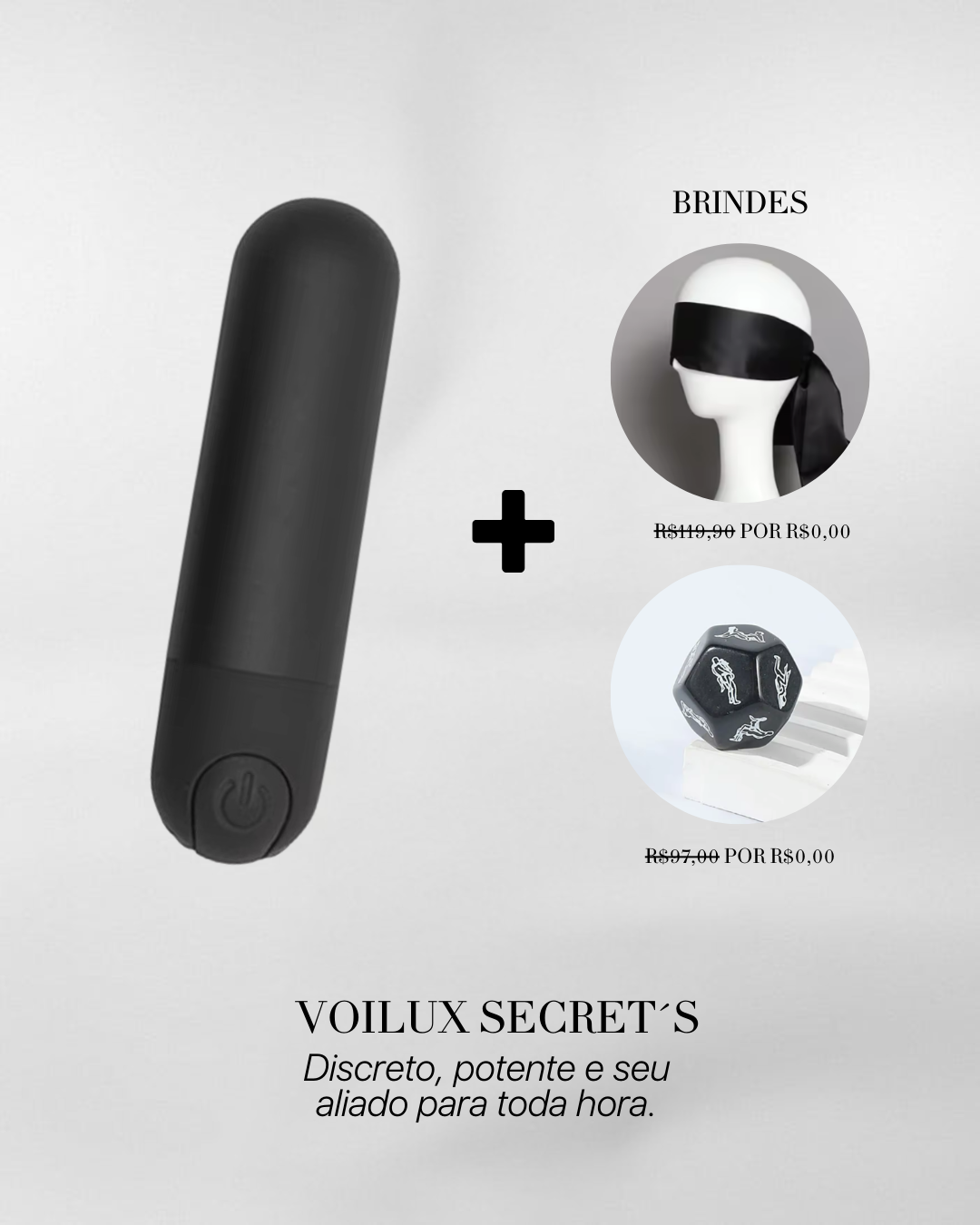 Kit Secret - Bullet Vibrador + Brinde Venda + Dado de Posições